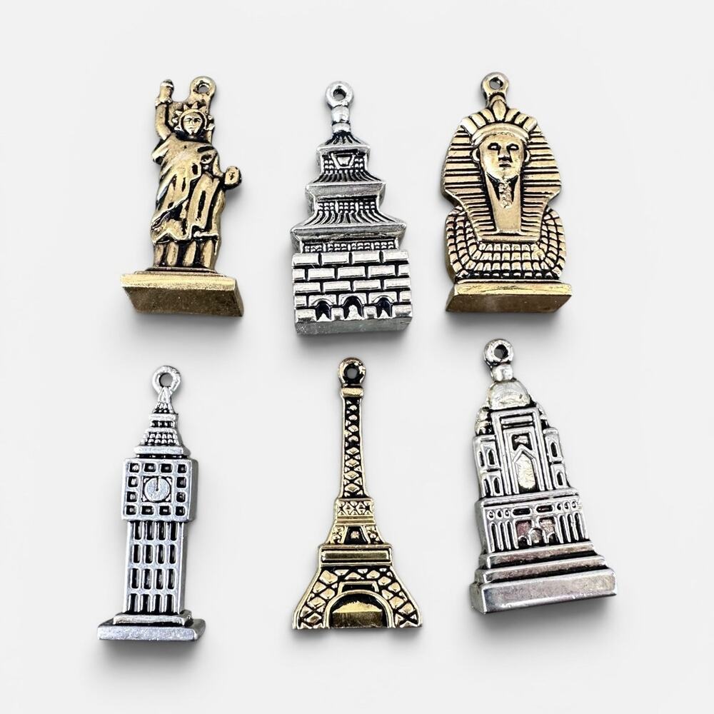 World Landmark Charm Lot 1” Travel Charms Pendant Lot Monument Souvenir Set